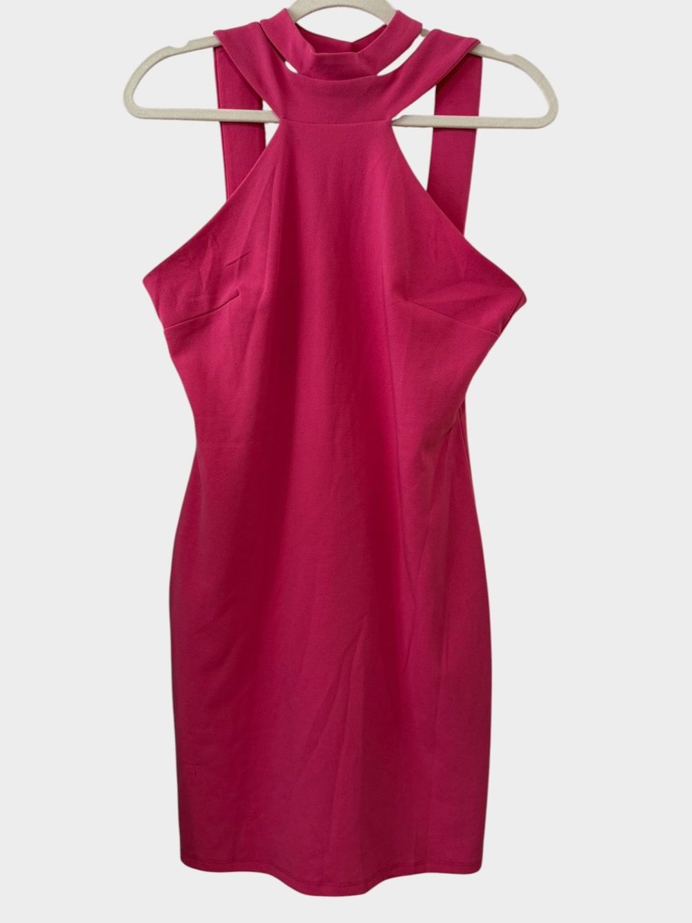 Bebe Medium Hot Pink Cutout Halter Bodycon Mini Dress Y2K Party
